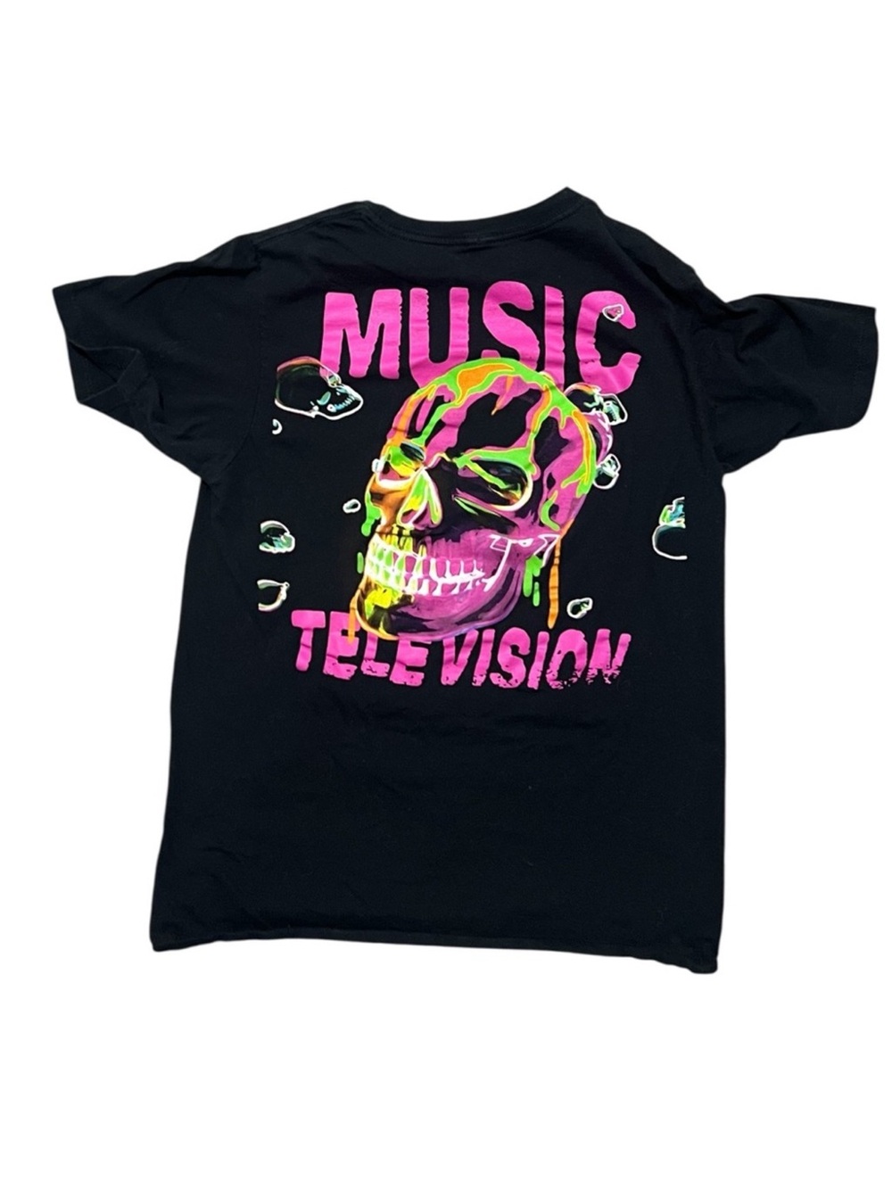 Men's MTV Black Green Skull Graphic Short Sleeve Tee S